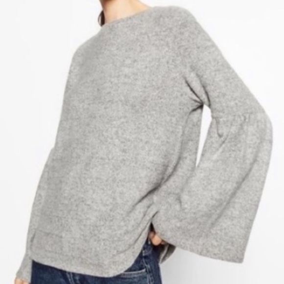 ZARA | BELL SLEEVE GREY SWEATER - Picture 2 of 2